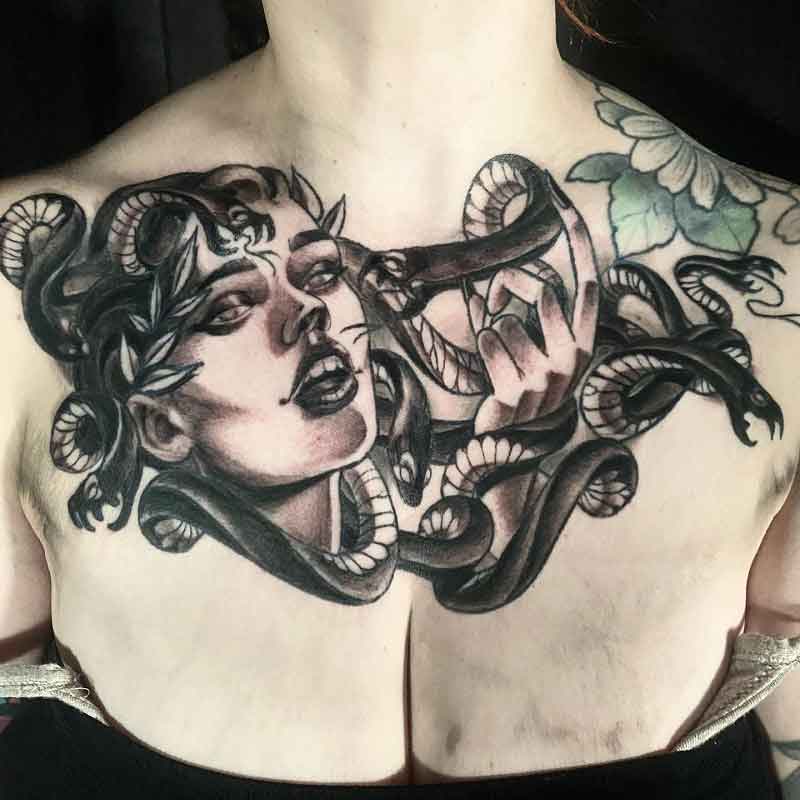 Medusa Chest Tattoo 3