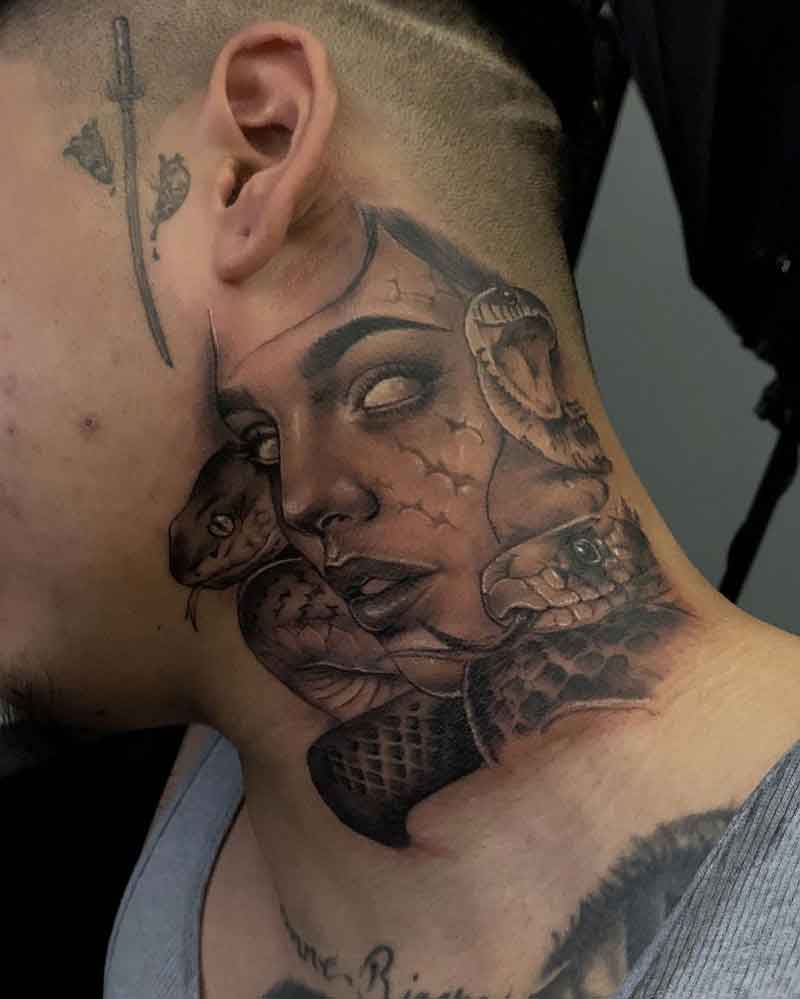 Medusa Neck Tattoo 2