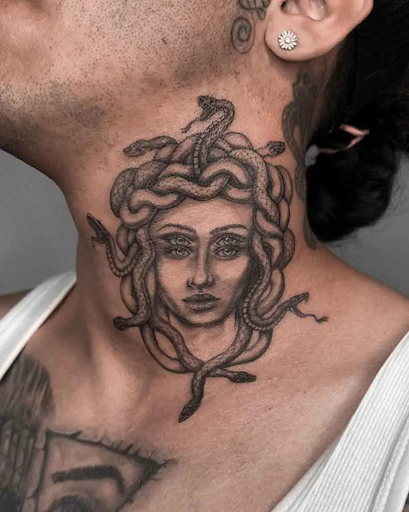 Medusa Neck Tattoo 3