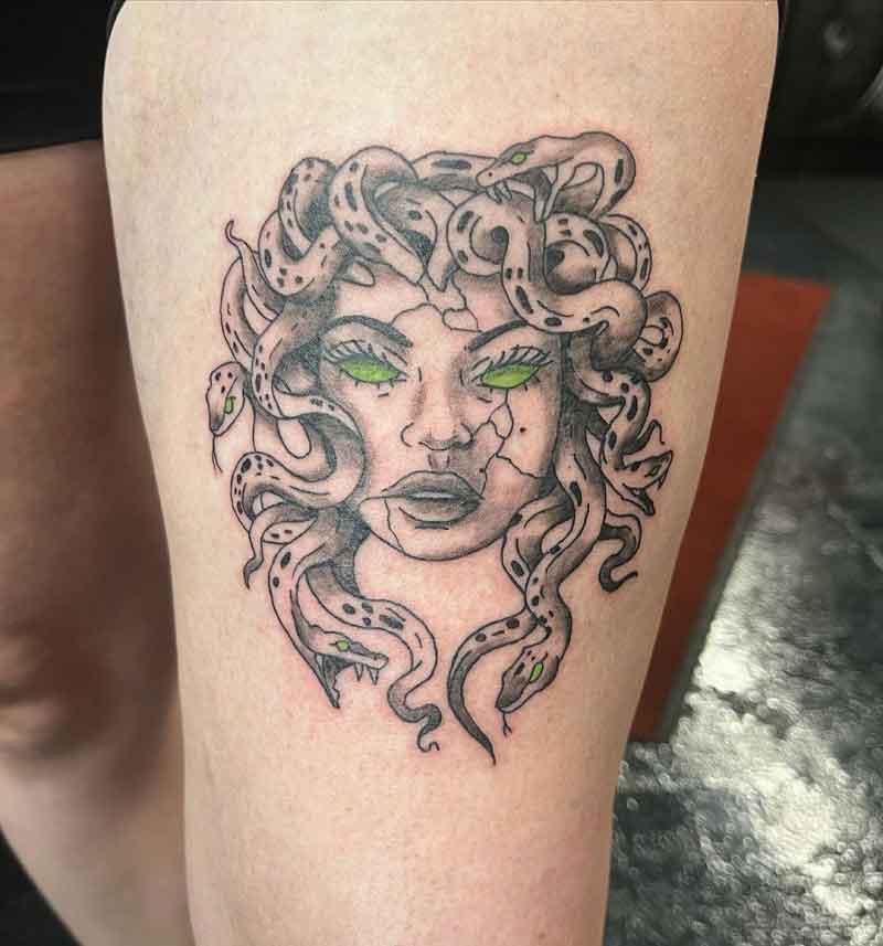 Medusa Thigh Tattoo 1