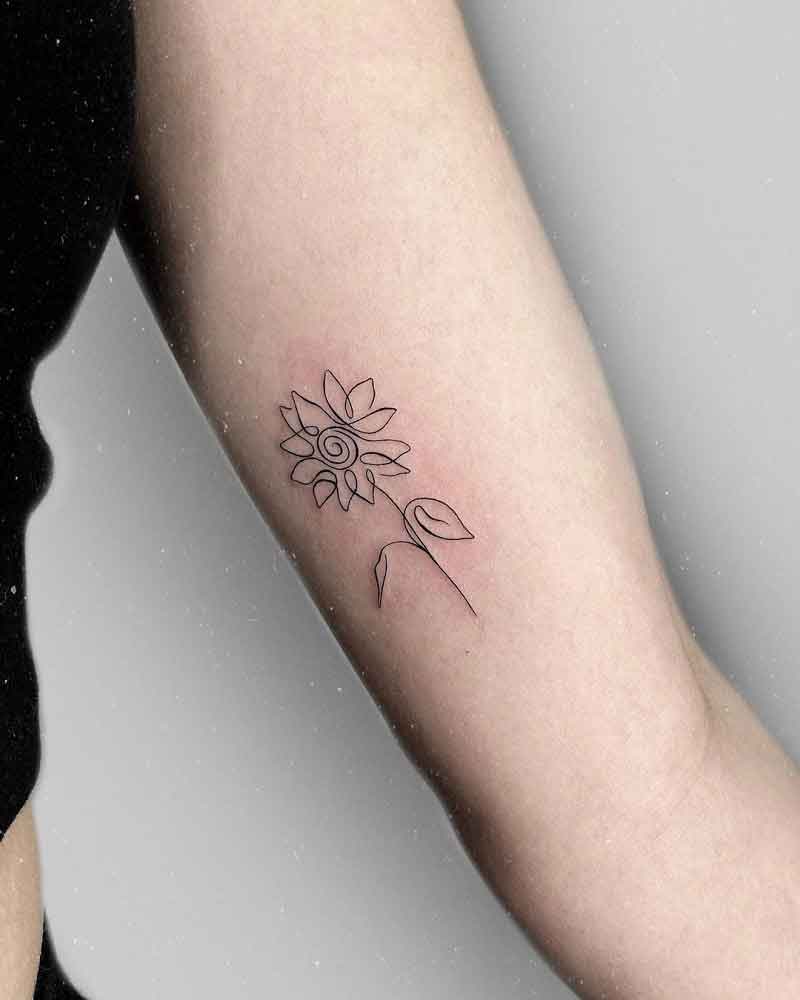 Minimalist Sunflower Tattoo 2