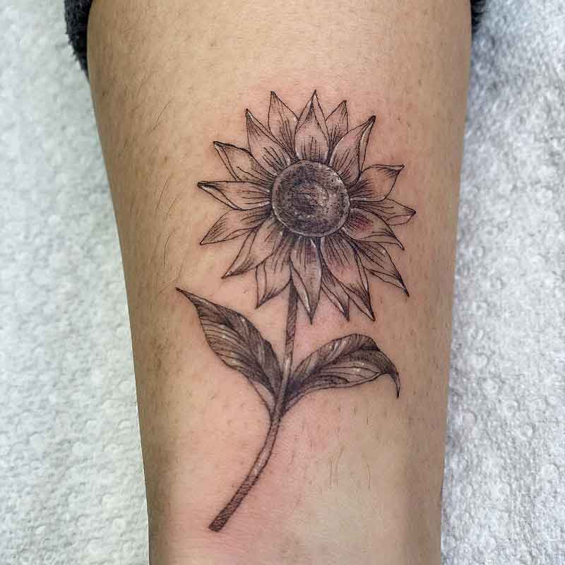 Minimalist Sunflower Tattoo 3