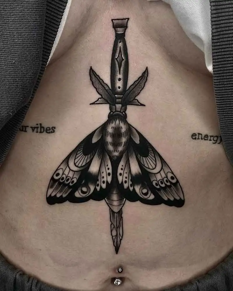 Moth Dagger Tattoo 2