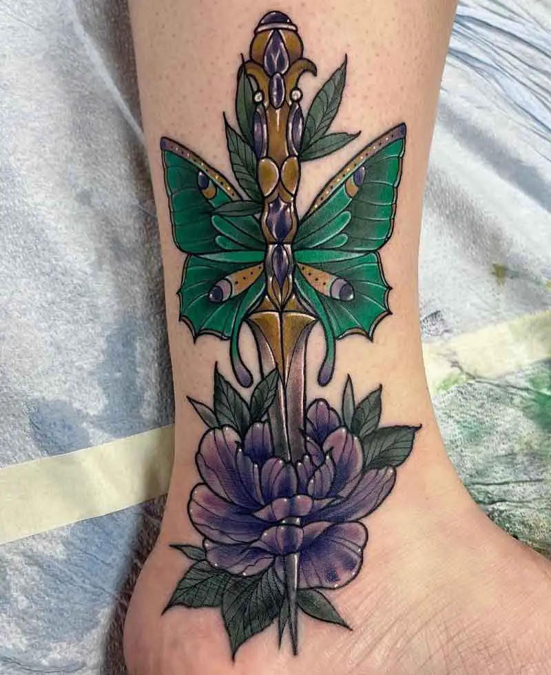 Moth Dagger Tattoo 3