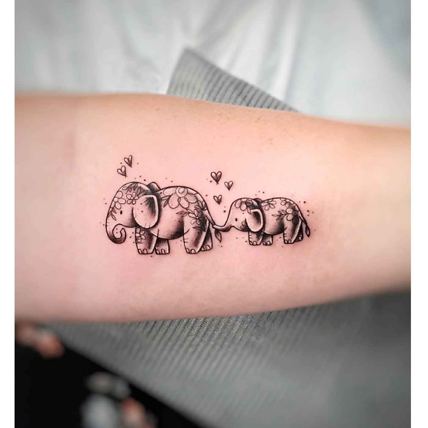 Mother Daughter Elephant Tattoos 1