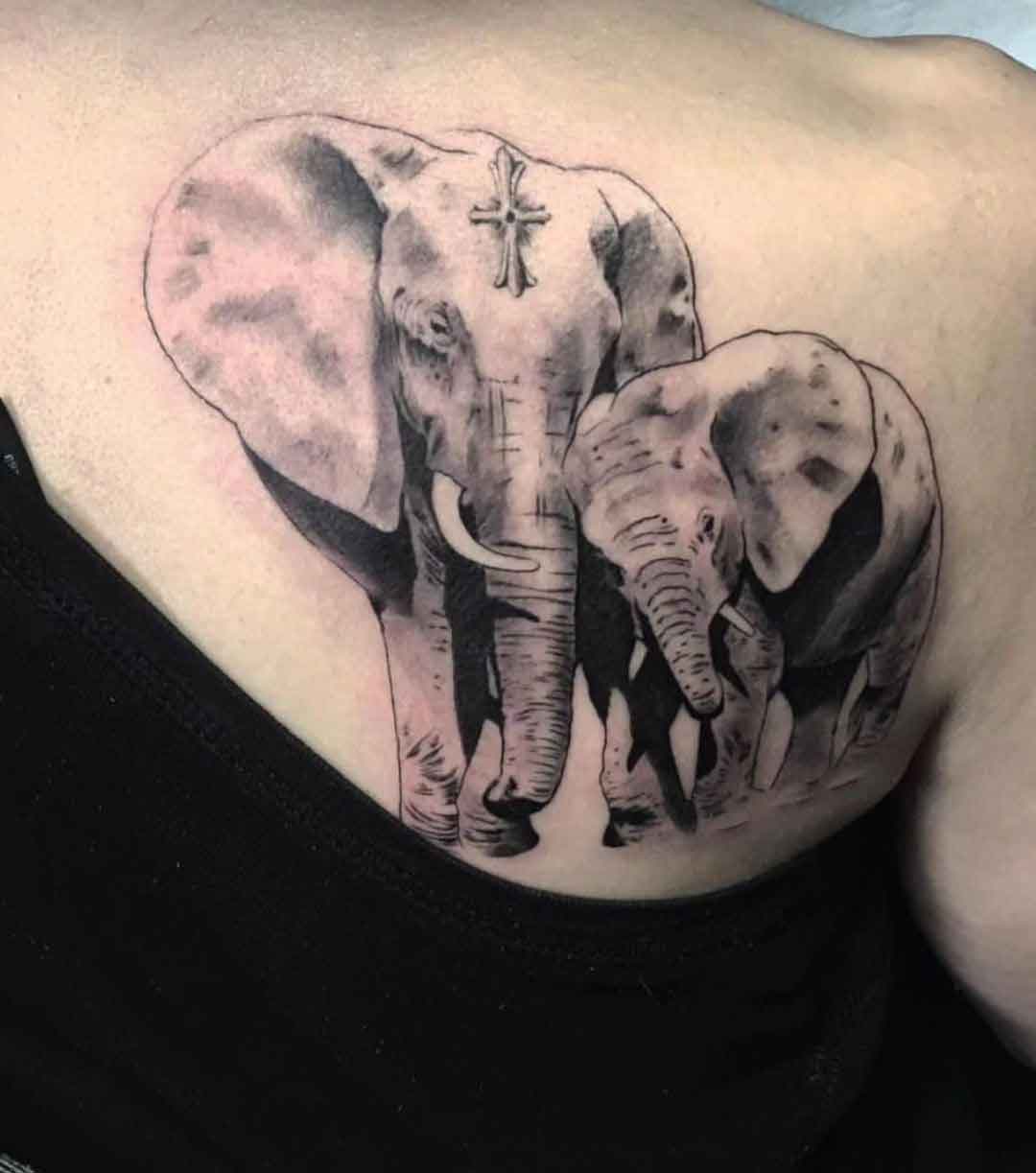 Mother Daughter Elephant Tattoos 2