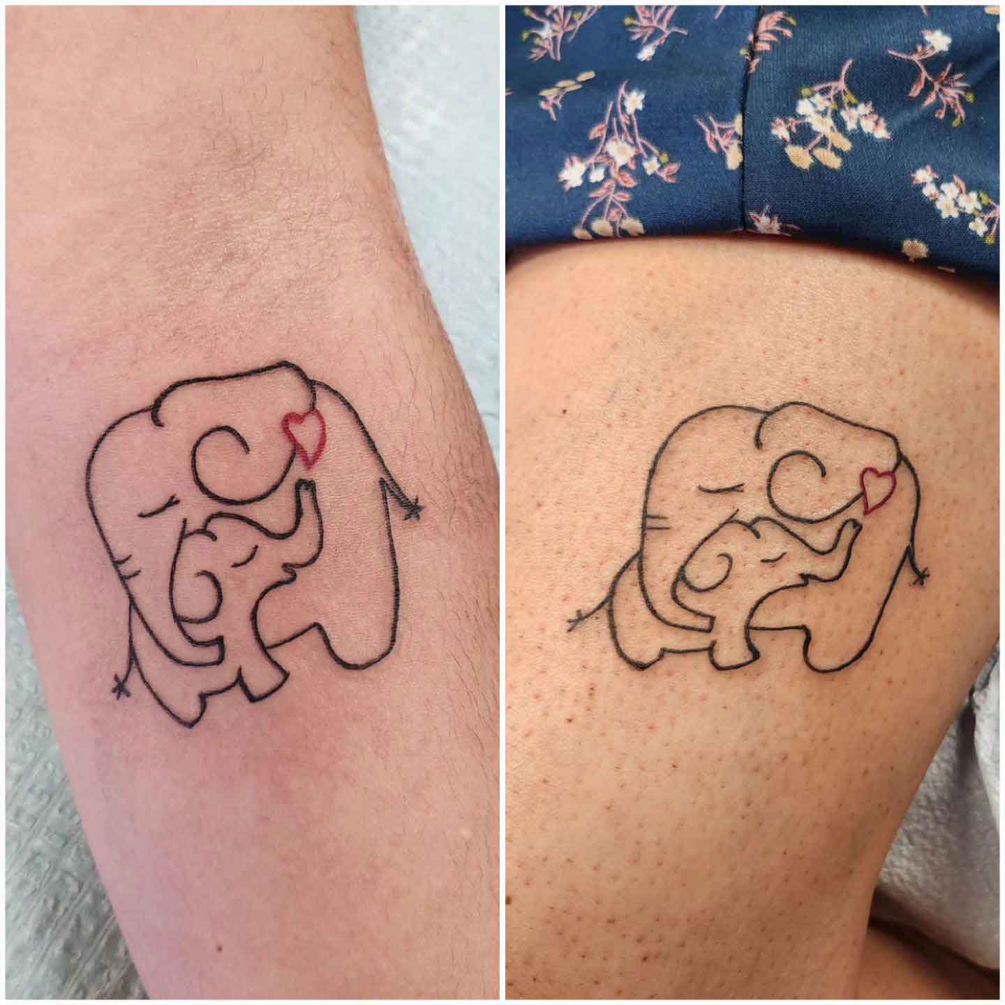 Mother Daughter Elephant Tattoos 3