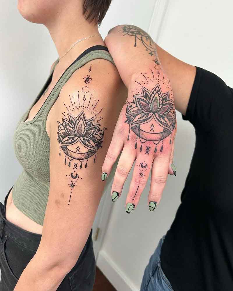 Mother Daughter Lotus Flower Tattoos 2
