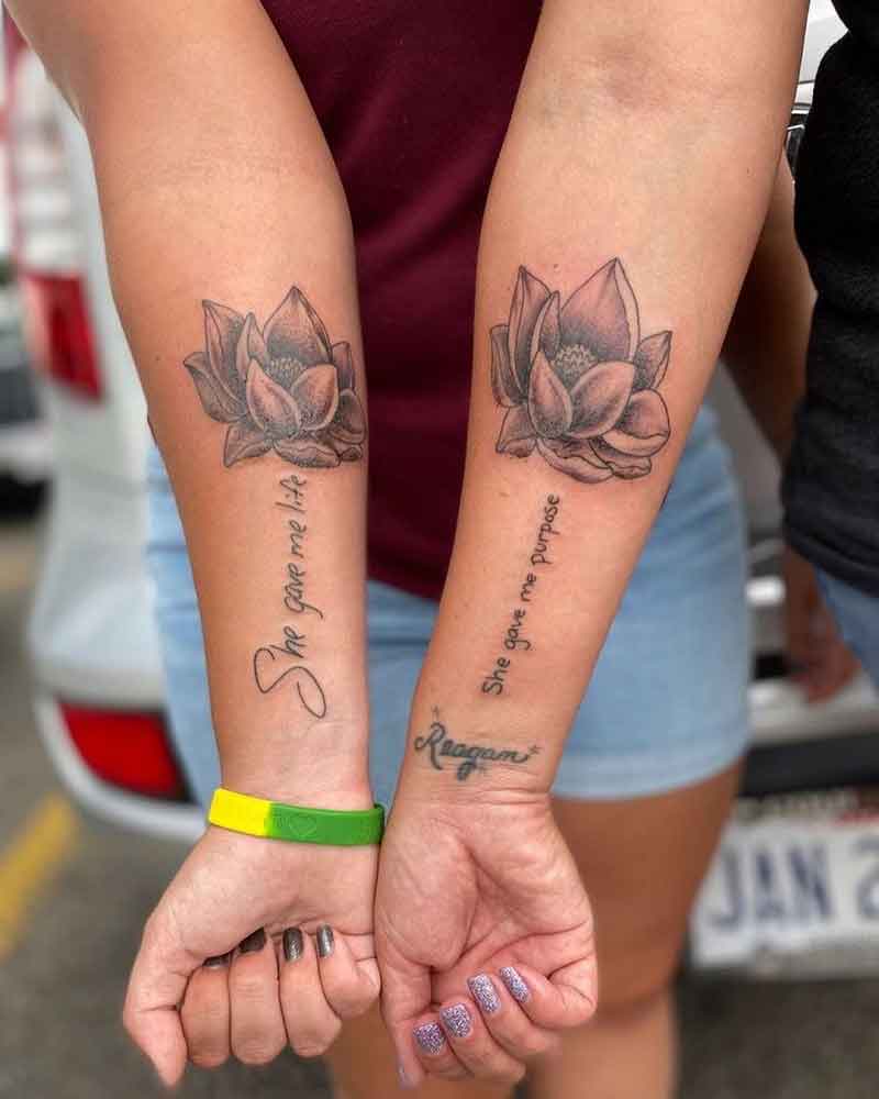 Mother Daughter Lotus Flower Tattoos 3