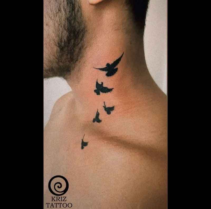 Neck Bird Tattoo 1