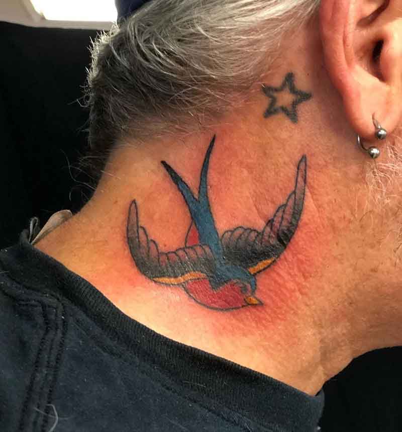 Neck Bird Tattoo 2