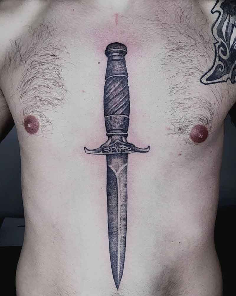 Realistic Dagger Tattoo 1