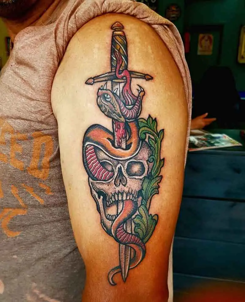 Skull Snake Dagger Tattoo 1