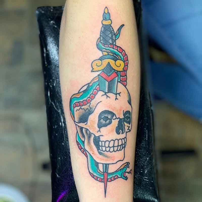 Skull Snake Dagger Tattoo 3