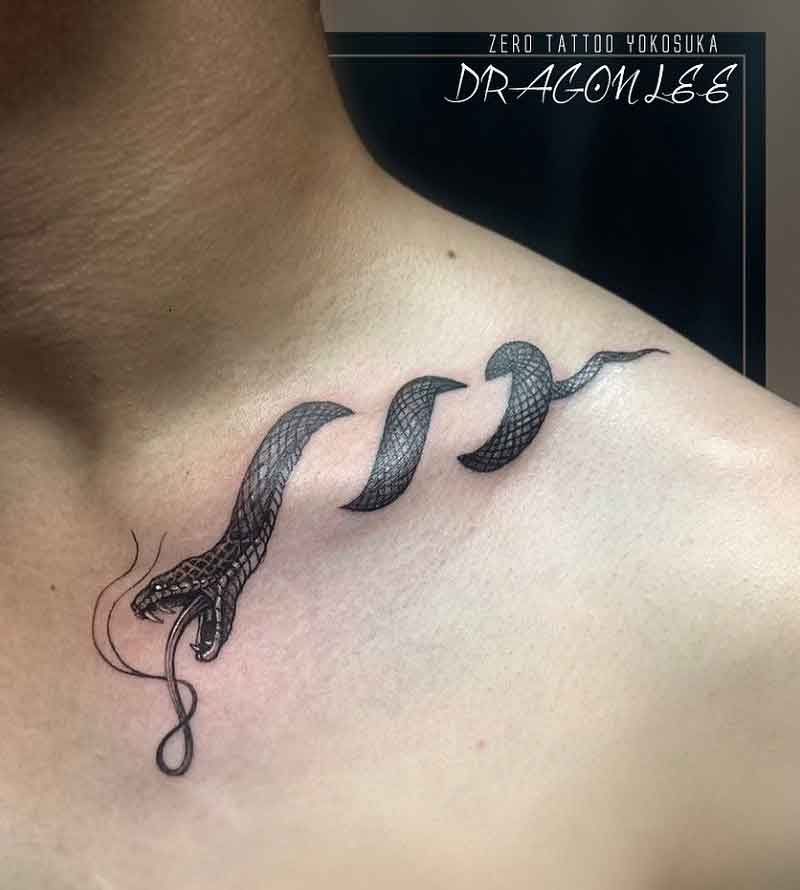 Snake Collarbone Tattoo 3