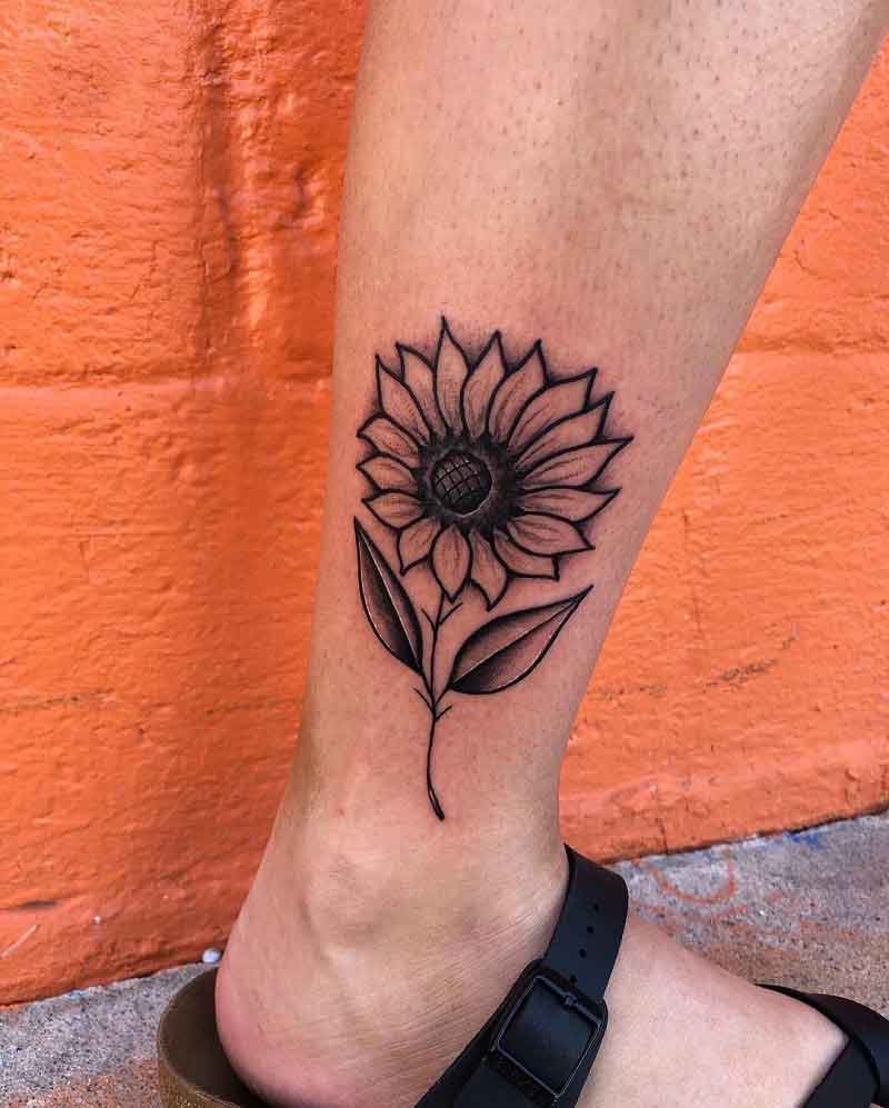 Sunflower Ankle Tattoo 2