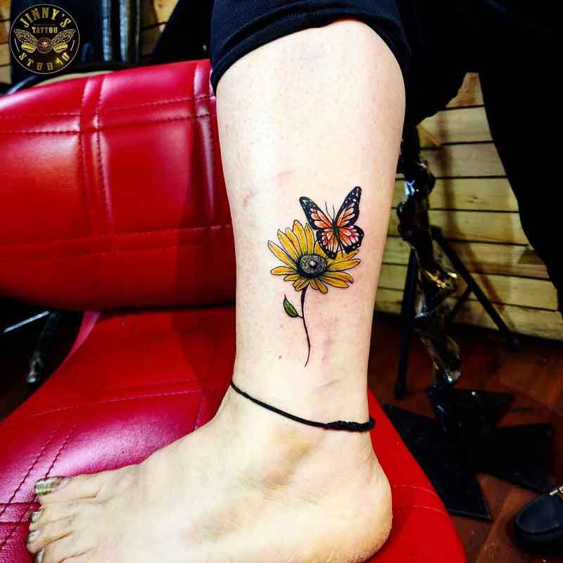 Sunflower Ankle Tattoo 3
