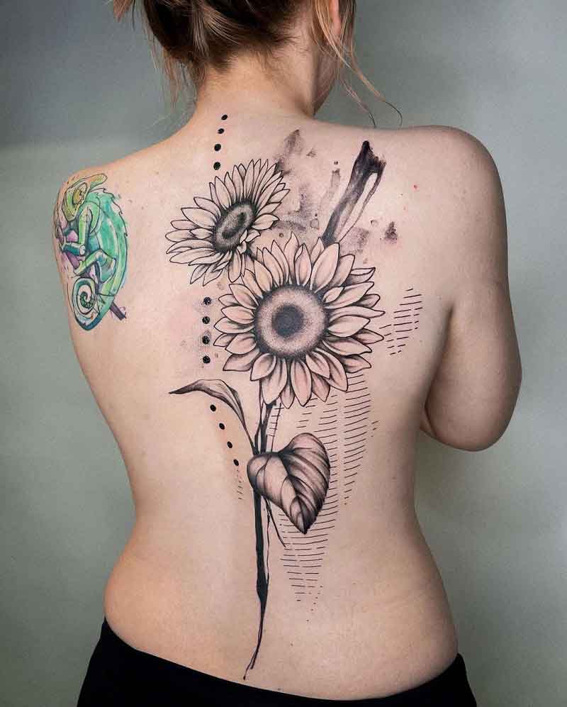 Sunflower Back Tattoo 1