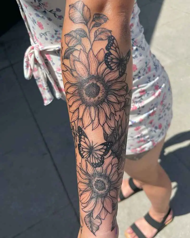 Sunflower Butterfly Tattoo 1