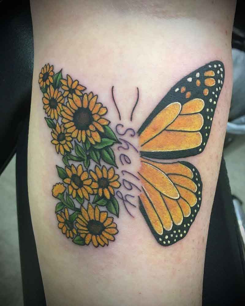 Sunflower Butterfly Tattoo 2