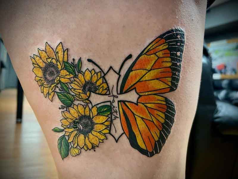 Sunflower Butterfly Tattoo 3