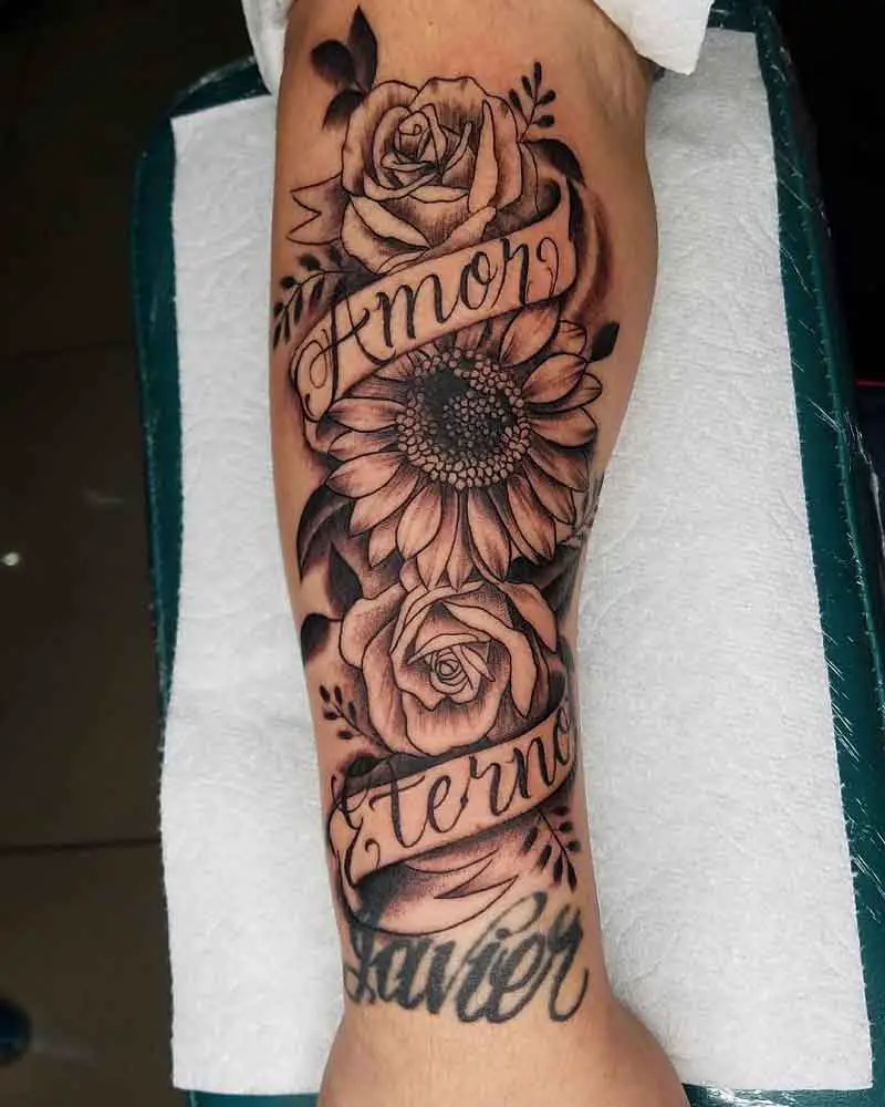 Sunflower Rose Tattoo 1