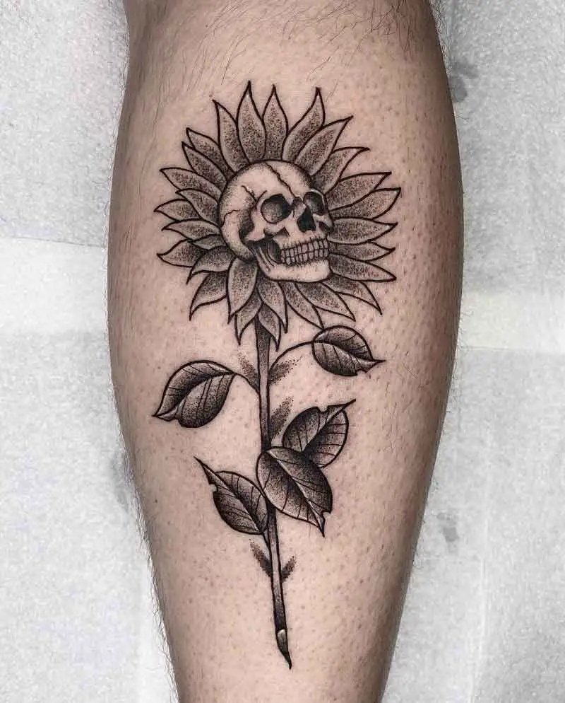 Sunflower Skull Tattoo 2