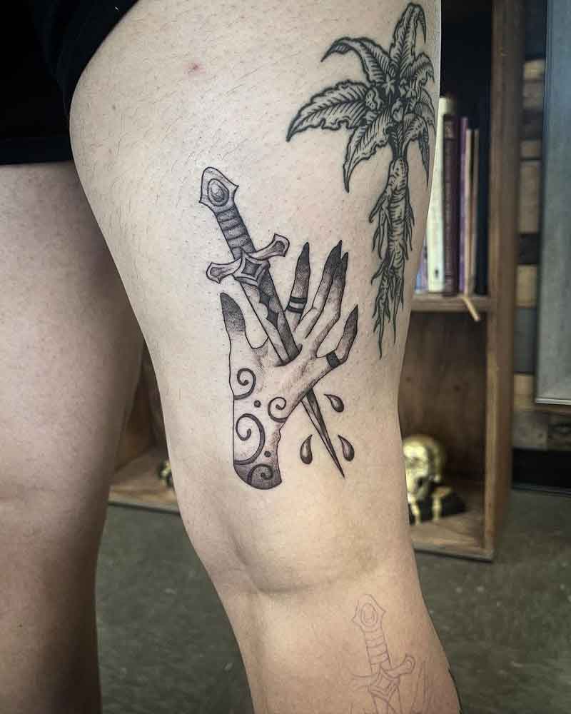 Thigh Dagger Tattoo 1