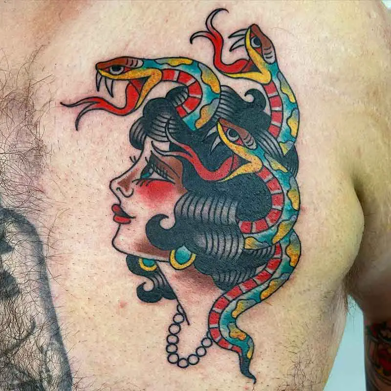 Traditional Medusa Tattoo 2