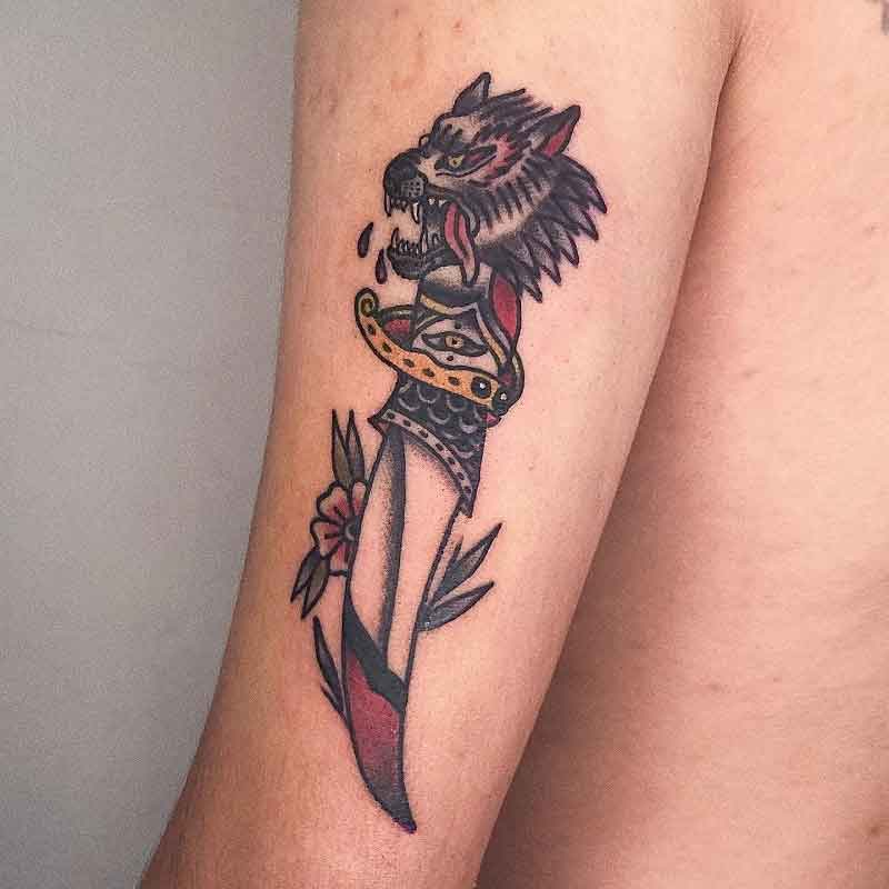 Wolf Dagger Tattoo 3