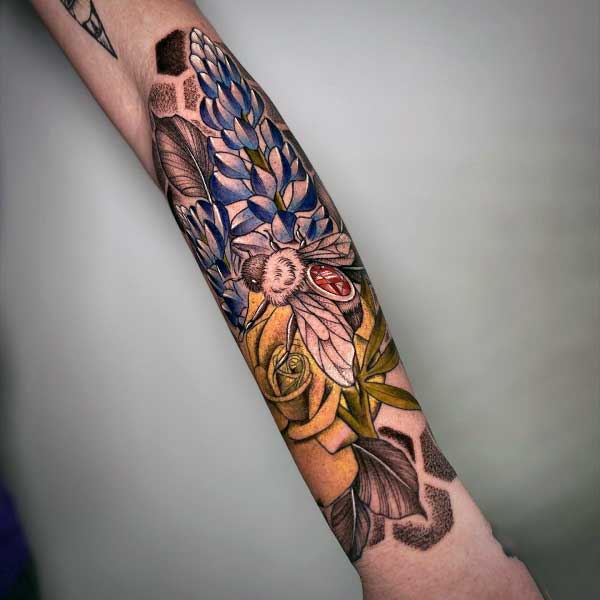 bee-flower-tattoo-2