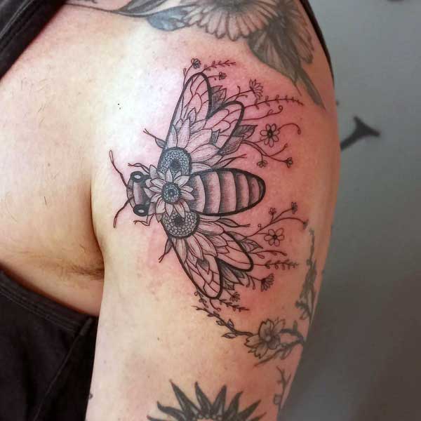 sunflower-bee-tattoo-1