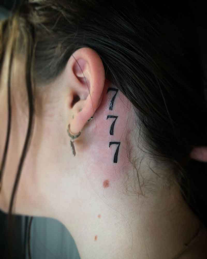 444 Tattoo Behind Ear 1