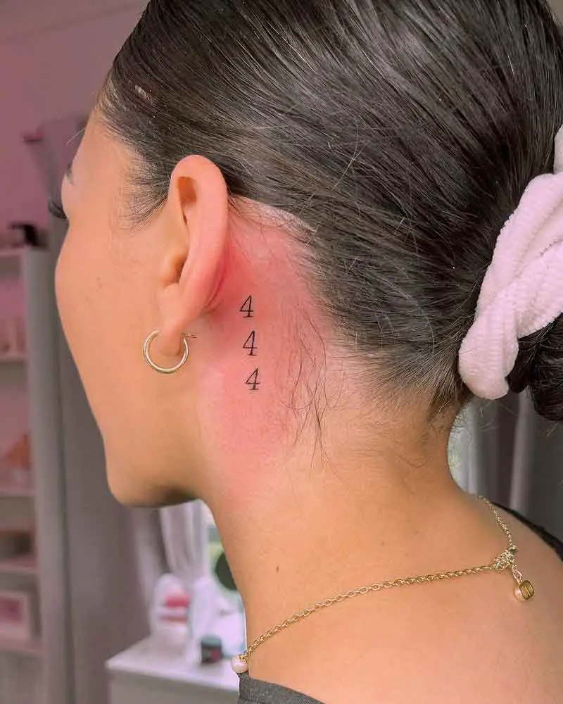 444 Tattoo Behind Ear 2