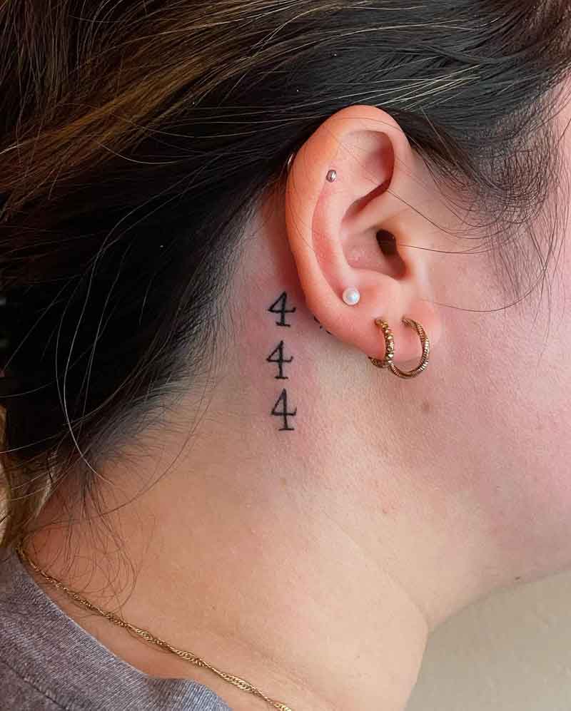 444 Tattoo Behind Ear 3