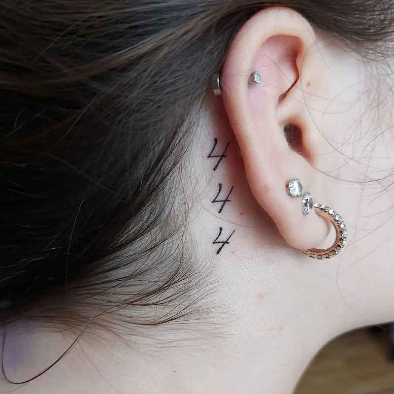 444 Tattoo Behind Ear 4