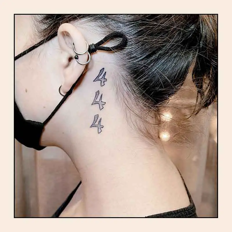 444 Tattoo Behind Ear 5