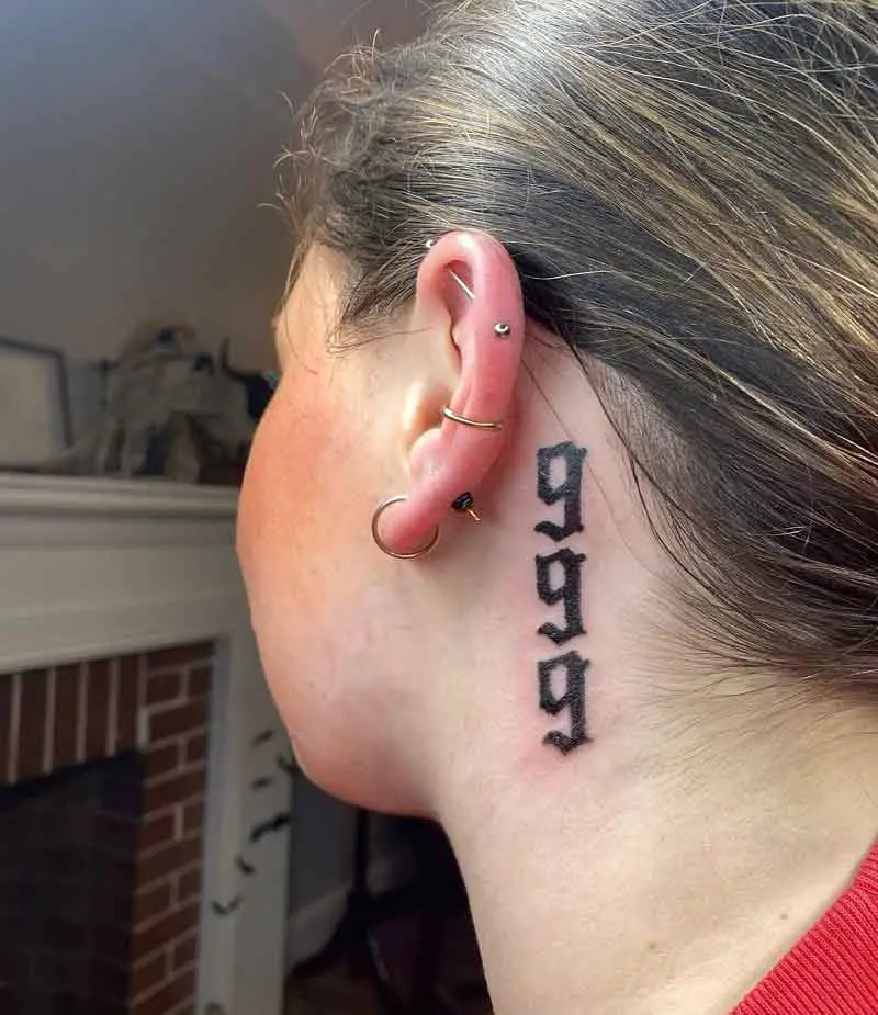 999 Neck Tattoo 1