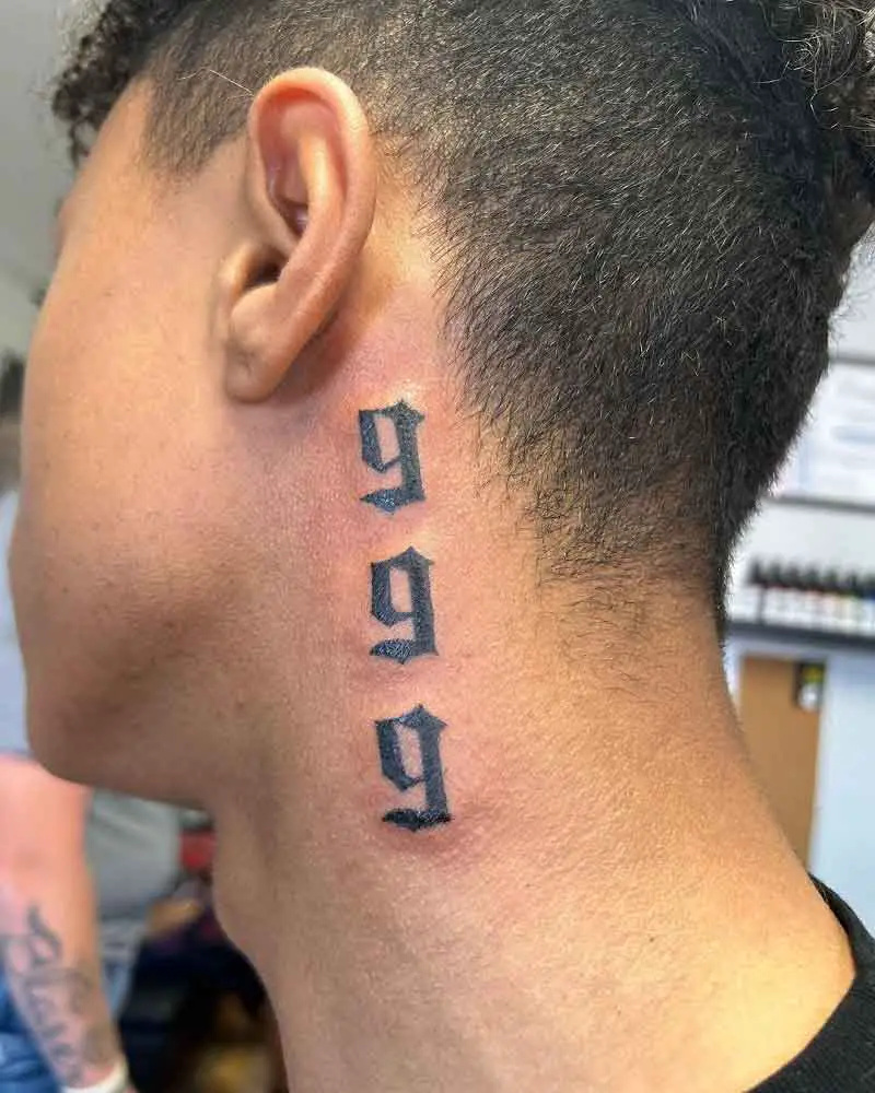 999 Neck Tattoo 2