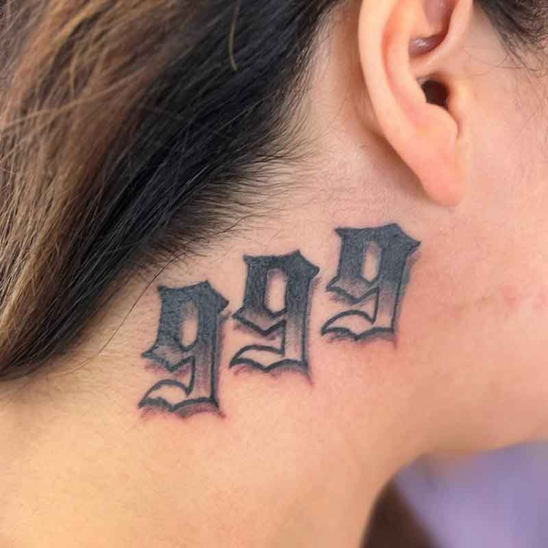 999 Neck Tattoo 3