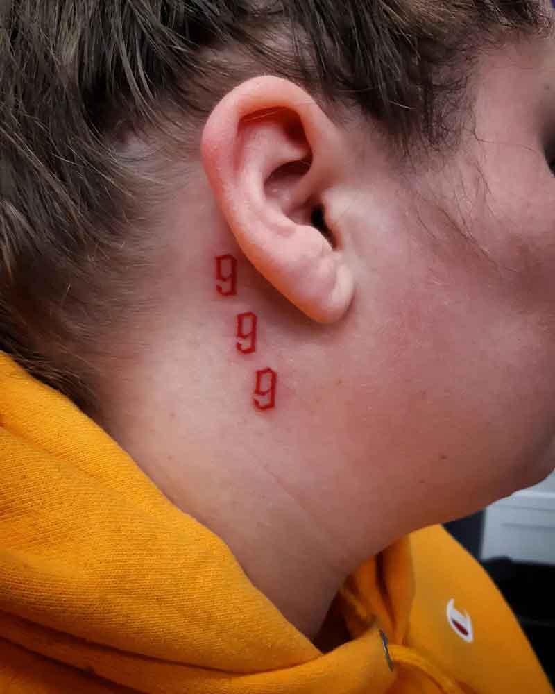 999 Tattoo Behind Ear 2