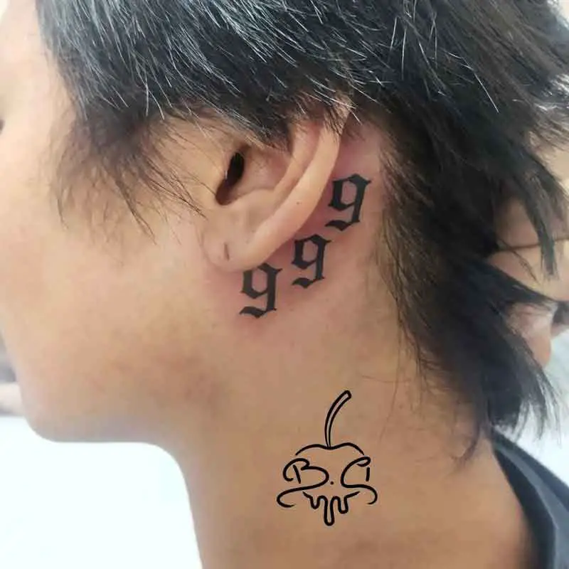 999 Tattoo Behind Ear 3