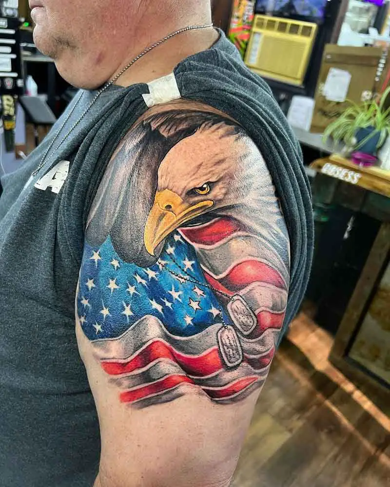 American Flag Shoulder Tattoo 3