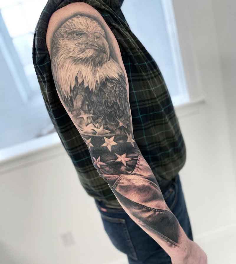 American Flag Sleeve Tattoo 2