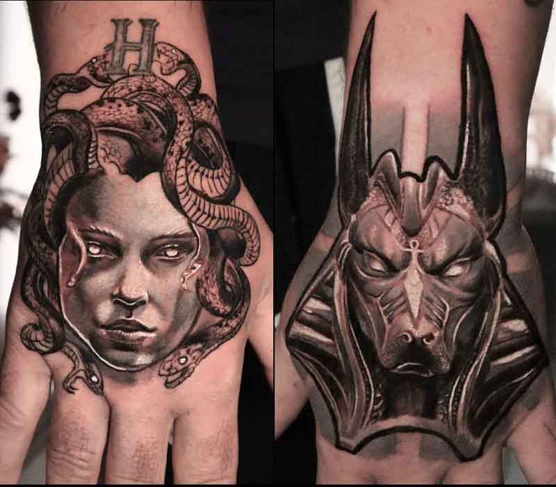 Anubis Hand Tattoo 2