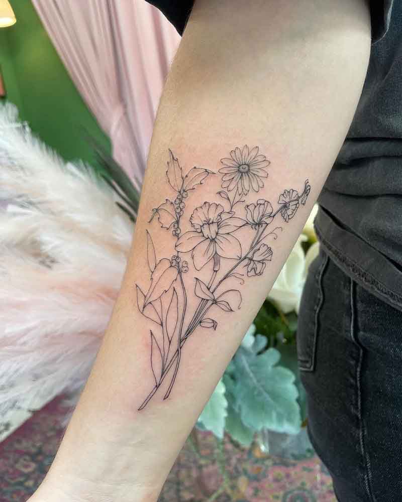 April And December Birth Flower Tattoo 2