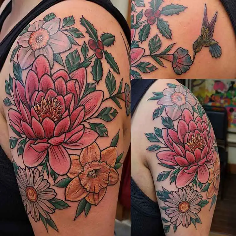 April And December Birth Flower Tattoo 5