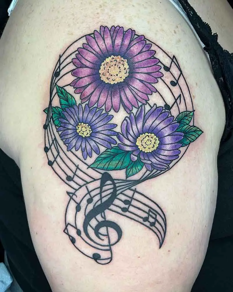 Aster September Birth Flower Tattoo 1