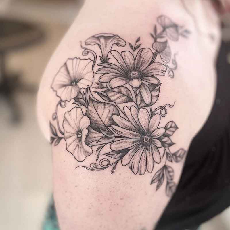 Aster September Birth Flower Tattoo 3