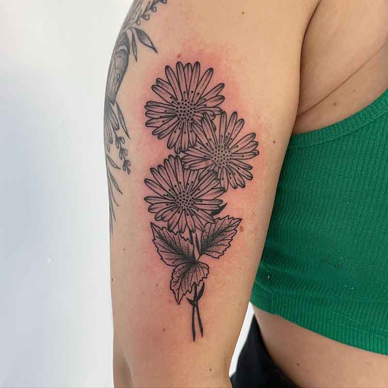 Aster September Birth Flower Tattoo 4